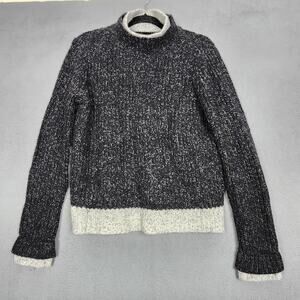 Sarah Spencer Sweater Womens Medium Gray Mock Neck Angora Marled Chunky Knit